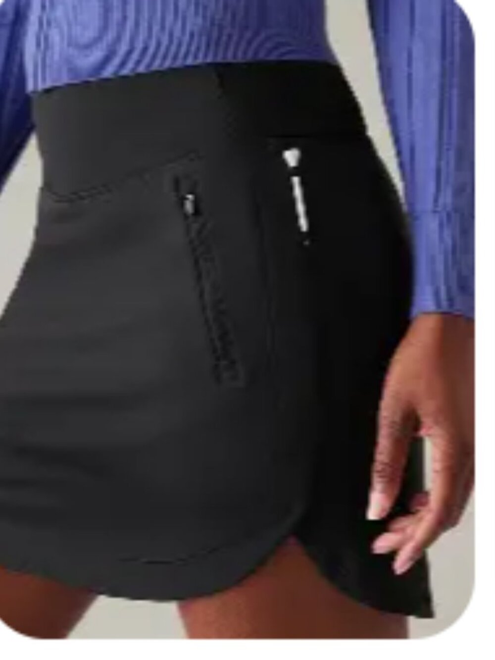 Athleta Fairway Golf Skort 18" Jet Black S Small Zipper Pockets